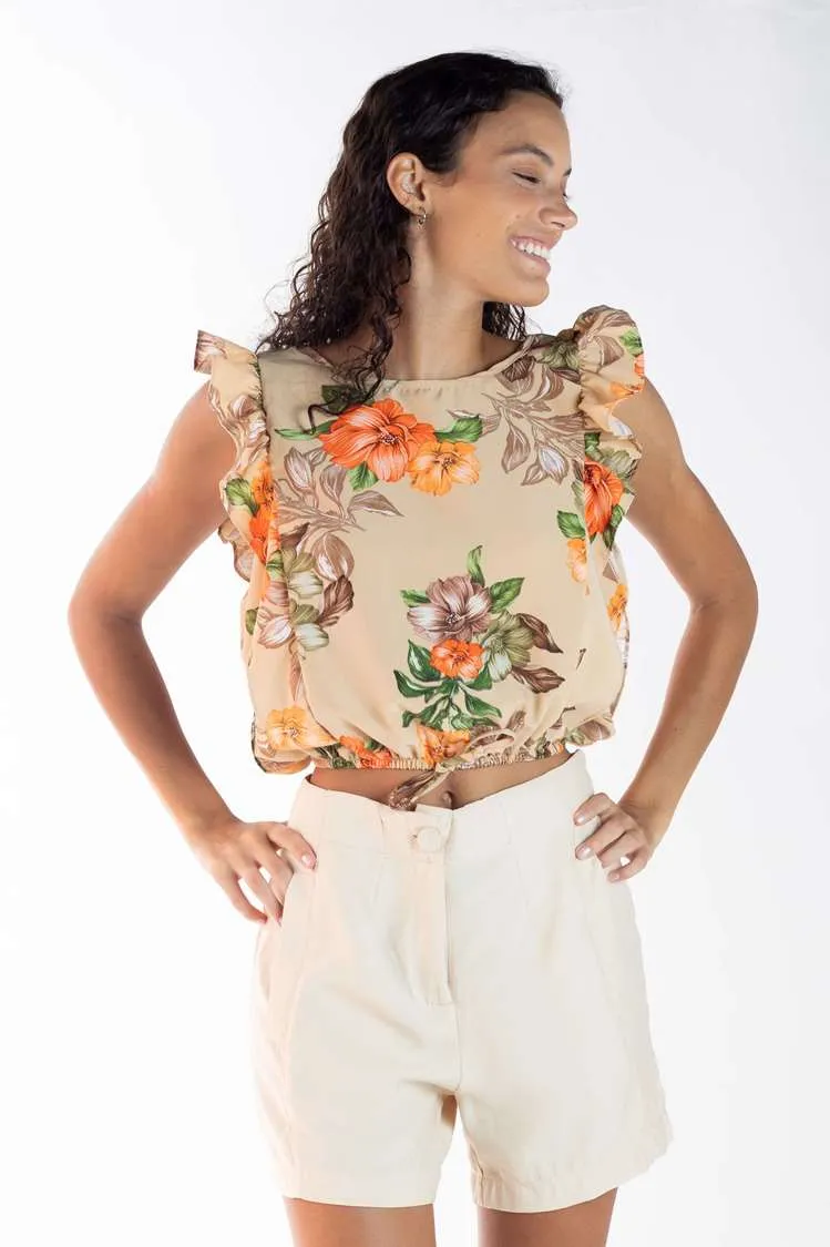 Blusa Dwz Manga Babado com Elastico