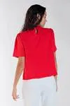 Blusa Dwz Manga Curta Gola Alta com Pregas