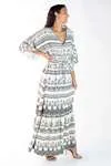 Vestido Dwz Longo Estampado Manga Morcego