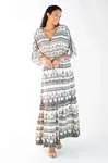 Vestido Dwz Longo Estampado Manga Morcego