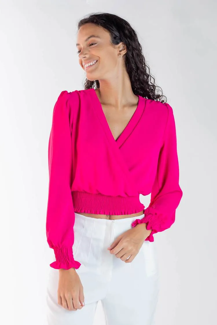 Blusa Dwz Manga Longa Lisa Com Lastex