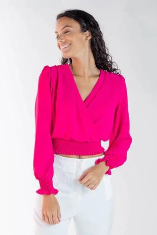 Blusa Dwz Manga Longa Lisa Com Lastex