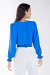 Blusa Dwz Manga Longa Lisa Com Lastex