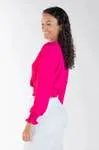 Blusa Dwz Manga Longa Lisa Com Lastex