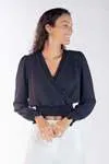 Blusa Dwz Manga Longa Lisa Com Lastex