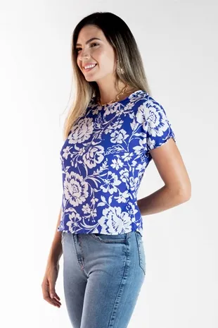 Blusa Dwz Manga Curta Estampada