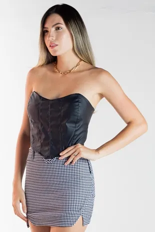 Corselet Dwz Couro Fake