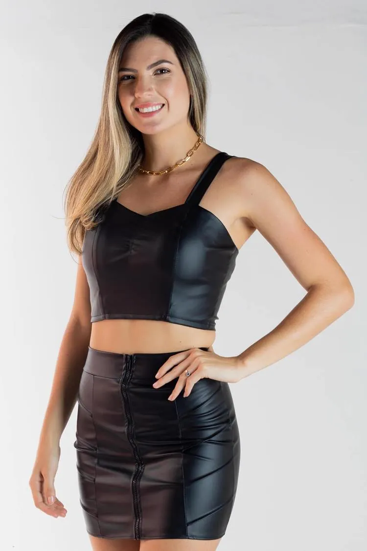 Cropped Dwz Com Bojo Couro Fake