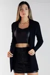 Cardigan Dwz Liso Longo De Malha