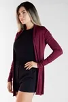 Cardigan Dwz Liso Longo De Malha