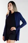 Cardigan Dwz Liso Longo De Malha