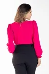 Blusa Dwz Manga Longa Com Lastex Transpassado