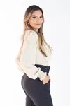 Blusa Dwz Manga Longa Com Lastex Transpassado