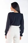 Blusa Dwz Manga Longa Com Lastex Transpassado
