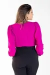 Blusa Dwz Manga Longa Com Lastex Transpassado