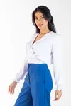 Blusa Dwz Manga Longa Com Lastex Transpassado