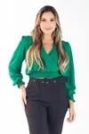 Blusa Dwz Manga Longa Com Lastex Transpassado