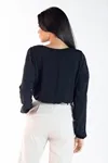 Blusa Dwz Manga Longa Lisa Transpassada