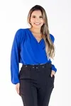 Blusa Dwz Manga Longa Lisa Transpassada