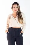 Blusa Dwz Manga Longa Lisa Transpassada