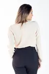 Blusa Dwz Manga Longa Lisa Transpassada