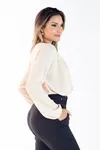 Blusa Dwz Manga Longa Lisa Transpassada