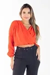 Blusa Dwz Manga Longa Lisa Transpassada