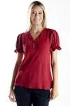 Blusa Dwz Manga Curta Com Botoes Lisa