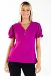 Blusa Dwz Manga Curta Com Botoes Lisa