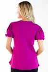 Blusa Dwz Manga Curta Com Botoes Lisa