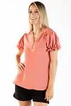 Blusa Dwz Manga Curta Com Botoes Lisa