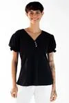 Blusa Dwz Manga Curta Com Botoes Lisa