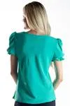 Blusa Dwz Manga Curta Com Botoes Lisa