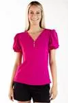 Blusa Dwz Manga Curta Com Botoes Lisa