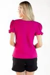 Blusa Dwz Manga Curta Com Botoes Lisa