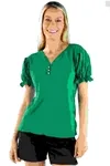 Blusa Dwz Manga Curta Com Botoes Lisa