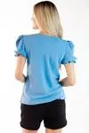 Blusa Dwz Manga Curta Com Botoes Lisa