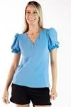 Blusa Dwz Manga Curta Com Botoes Lisa