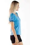Blusa Dwz Manga Curta Com Botoes Lisa