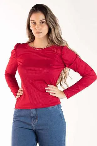 Blusa Dwz Canelada Manga Longa Liso