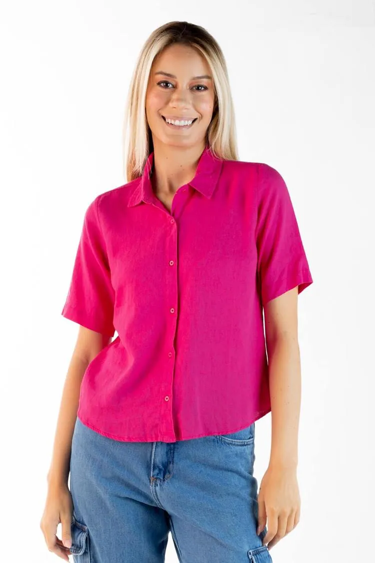 Camisa Dwz De Linho Manga Curta Com Botoes