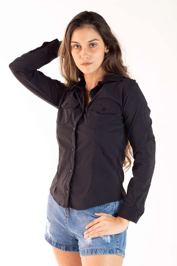 Camisa Dwz Manga Longa Com Bolsos Frontais Com Elastico