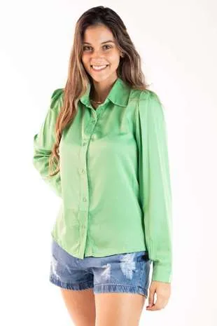 Camisa Dwz Cetim De Seda Manga Longa