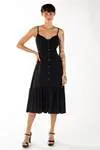 Vestido Dwz Liso Midi Com Botoes Frontais