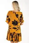 Vestido Dwz Curto Decote Quadrado Estampado