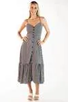 Vestido Dwz Midi Xadrez Com Botoes