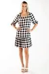 Vestido Dwz Curto Manga 3/4 Xadrez