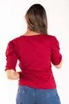 Blusa Dwz Canelada Manga Bufante Com Lastex