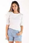 Blusa Dwz Canelada Manga Bufante Com Lastex