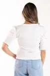 Blusa Dwz Canelada Manga Bufante Com Lastex